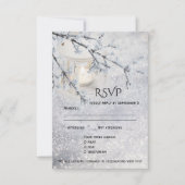 雪きらめく冬ウェディングRSVPカード 招待状 (正面)