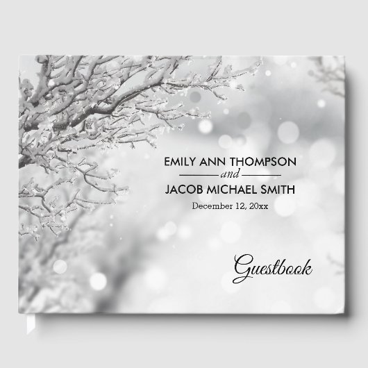雪きらめく氷の冬の結婚式 ゲストブック (正面)