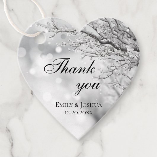 雪きらめく氷の冬の結婚式 フェイバータグ (正面)