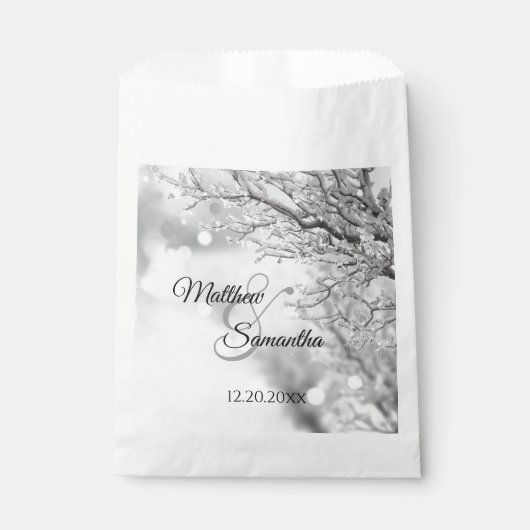 雪きらめく氷 |冬の結婚式 フェイバーバッグ (正面)