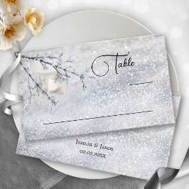 雪きらめく灯の冬の結婚式座席表 プレイスカード