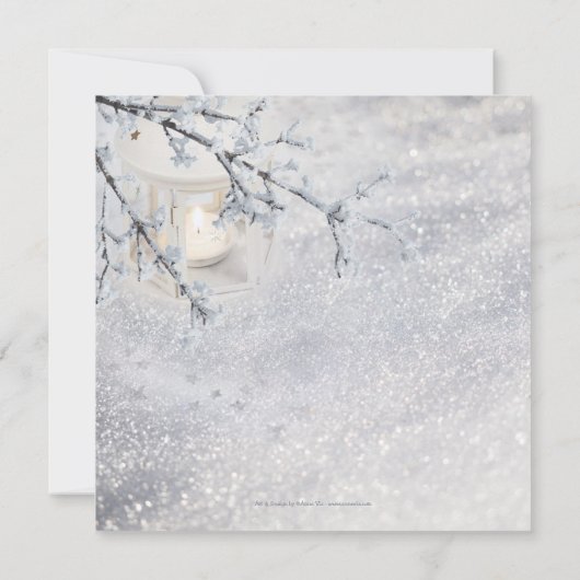 雪きらめく灯の冬の結婚式招待状 招待状 (裏面)