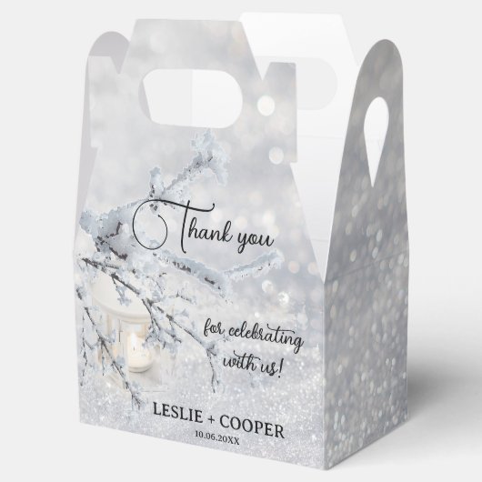 雪きらめく灯の冬の結婚式 フェイバーボックス (オープン)