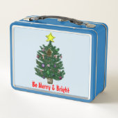 雪すごい青アイドトナカイのクリスマスツリー メタルランチボックス (裏面)