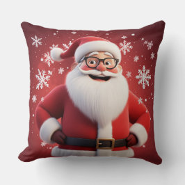 雪すてき片に囲まれたサンタクロース クッション