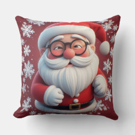 雪すてき片に囲まれたサンタクロース クッション
