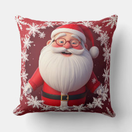 雪すてき片に囲まれたサンタクロース クッション