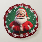 雪すてき片に囲まれたサンタクロース ラウンドクッション (裏面)