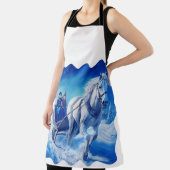 雪そりに乗った2人の若い女の子 エプロン (インサイチュ)