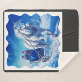 雪そりに乗った2人の若い女の子 シェルパブランケット (正面(横))