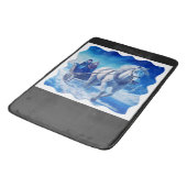 雪そりに乗った2人の若い女の子 バスマット (アングル)