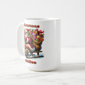 雪そりに贈り物をするサンタクロース コーヒーマグカップ (正面左)