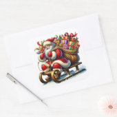 雪そりに贈り物をするサンタクロース スクエアシール (封筒)