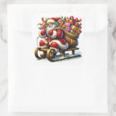 雪そりに贈り物をするサンタクロース スクエアシール (バッグ)