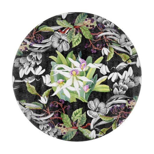 雪だるしや蘭：スケッチブラックパターン カッティングボード (正面)