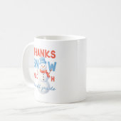 雪だるまありがとう雪の多くのギフト コーヒーマグカップ (正面左)