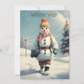 雪だるまおもしろいウィンターウォーククリスマスホリデーカード シーズンカード (正面)