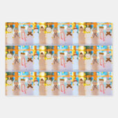 雪だるまおもしろいエレガントクリスマス ラッピングペーパーシート (正面3)