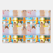 雪だるまおもしろいエレガントクリスマス ラッピングペーパーシート (正面3)