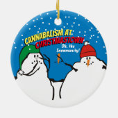 雪だるまおもしろいカニバリ セラミックオーナメント (裏面)