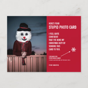 雪だるまおもしろいクリスマスの愚かなフォトカードはがき ポストカード