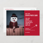 雪だるまおもしろいクリスマスの愚かなフォトカードはがき ポストカード (正面/裏面)