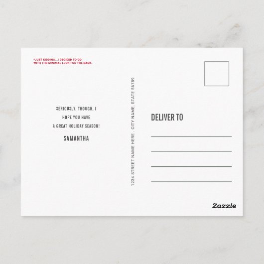 雪だるまおもしろいクリスマスの愚かなフォトカードはがき ポストカード (裏面)