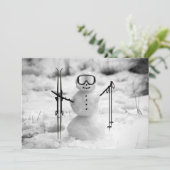 雪だるまおもしろいクリスマスウィンタースポーツスキー旅行 シーズンカード (スタンド正面)