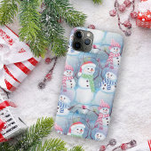 雪だるまおもしろいクリスマスツリーの文字列ライトパターン iPhoneケース