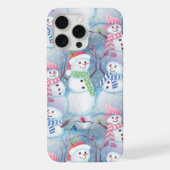 雪だるまおもしろいクリスマスツリーの文字列ライトパターン iPhoneケース (裏面)