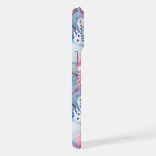 雪だるまおもしろいクリスマスツリーの文字列ライトパターン iPhoneケース (右側面)