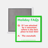 雪だるまおもしろいクリスマスホリデーパンユーモア マグネット (正面/裏面)