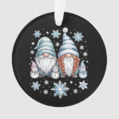 雪だるまおもしろいグノミーと雪片かわいい冬 オーナメント (正面)