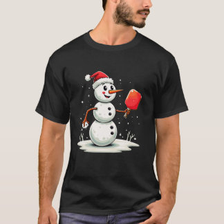 雪だるまおもしろいサンタハットピックボール選手クリスマ Tシャツ