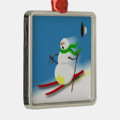 雪だるまおもしろいスキージョークホリデークリスマスデコール メタルオーナメント (右)