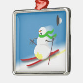 雪だるまおもしろいスキージョークホリデークリスマスデコール メタルオーナメント (左)