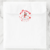 雪だるまおもしろいフォト顔赤パーソナライズされた白 ラウンドシール (バッグ)