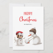 雪だるまおもしろいフクロムメリークリスマス シーズンカード (正面)