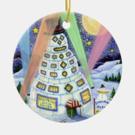 雪だるまおもしろいホテル、ノーザンライトアンドペンギン セラミックオーナメント