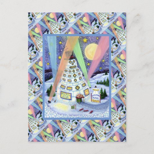 雪だるまおもしろいホテル、ノーザンライトアンドペンギン ポストカード (正面)