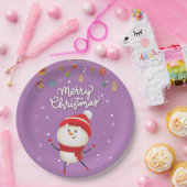 雪だるまおもしろいメリークリスマス ペーパープレート (パーティー)