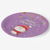 雪だるまおもしろいメリークリスマス ペーパープレート (アングル)