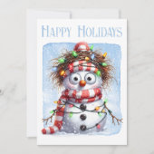 雪だるまおもしろい冬のクリスマスライト シーズンカード (正面)