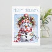 雪だるまおもしろい冬のクリスマスライト シーズンカード (スタンド正面)