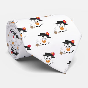 雪だるまおもしろい顔かわいいノベルティクリスマスパターン ネクタイ