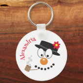 雪だるまおもしろい顔かわいいノベルティクリスマス キーホルダー (正面)