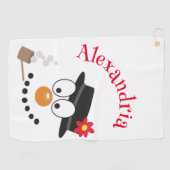 雪だるまおもしろい顔かわいいノベルティクリスマス ゴルフタオル (横)