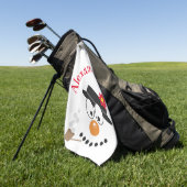 雪だるまおもしろい顔かわいいノベルティクリスマス ゴルフタオル (グリーン)