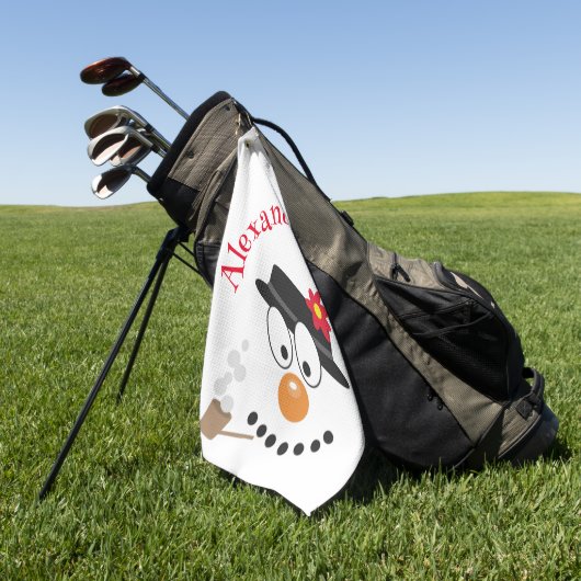 雪だるまおもしろい顔かわいいノベルティクリスマス ゴルフタオル (グリーン)