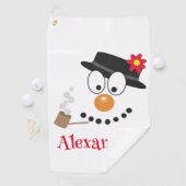 雪だるまおもしろい顔かわいいノベルティクリスマス ゴルフタオル (インサイチュ)